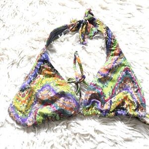 L * SPACE MULTICOLORED TRIANGLE Bikini TOP Medium Dotted